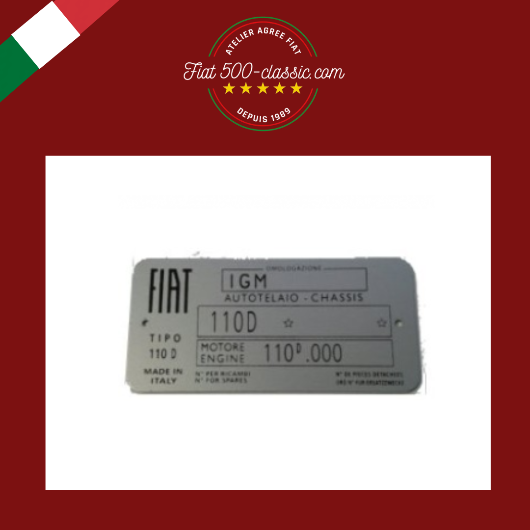 PLAQUETTE D'IDENTIFICATION EN ALUMINIUM FIAT 500 D