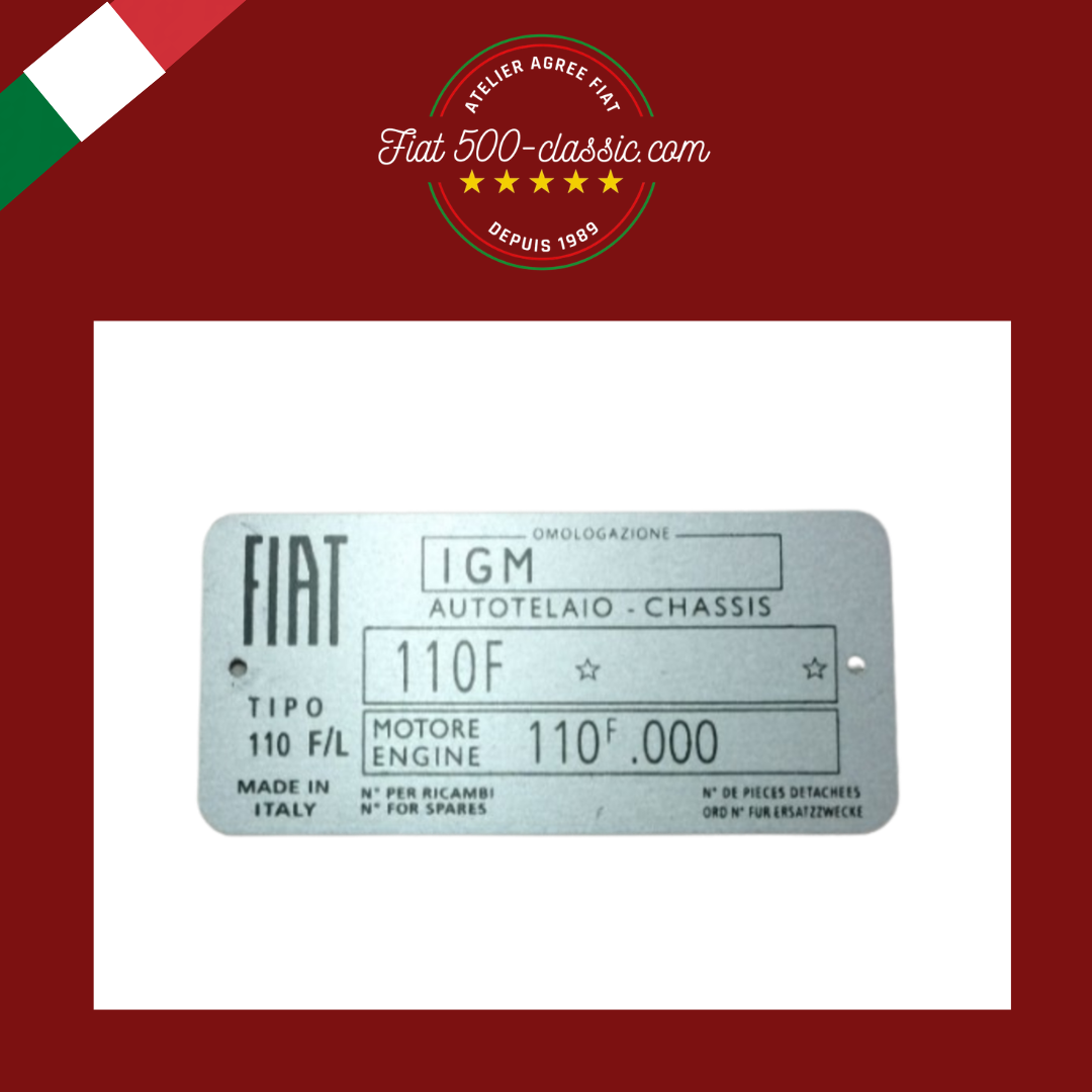 PLAQUETTE D'IDENTIFICATION EN ALUMINIUM FIAT 500 L