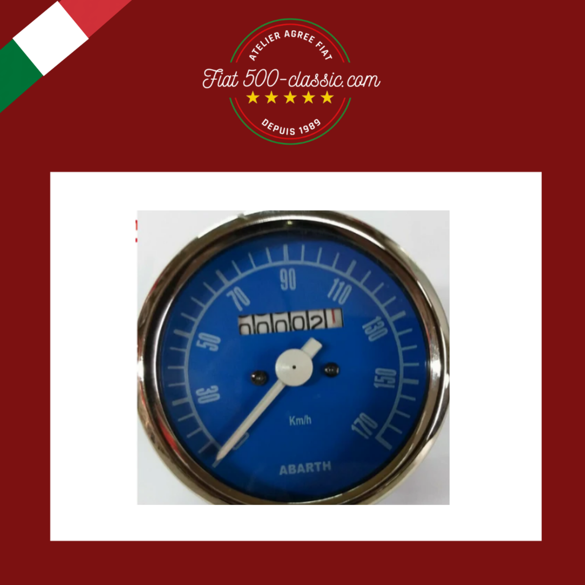INSTRUMENT COMPTEUR KILOMÉTRIQUE BLEU ABARTH Ø 80 MM FIAT 500