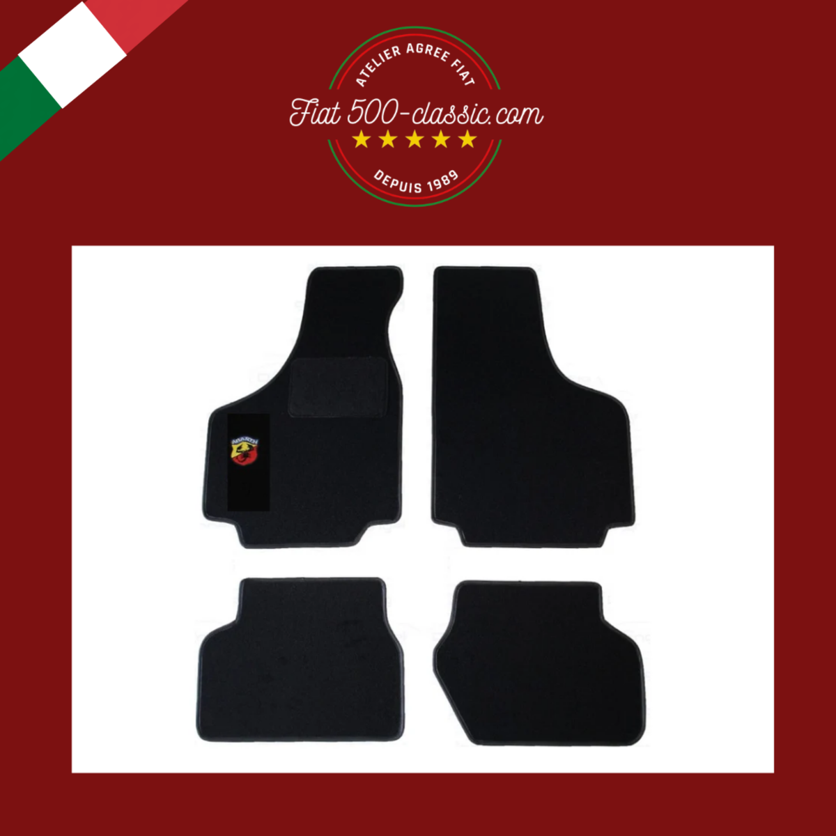 KIT SUR-TAPIS ABARTH BORD NOIR FIAT 500