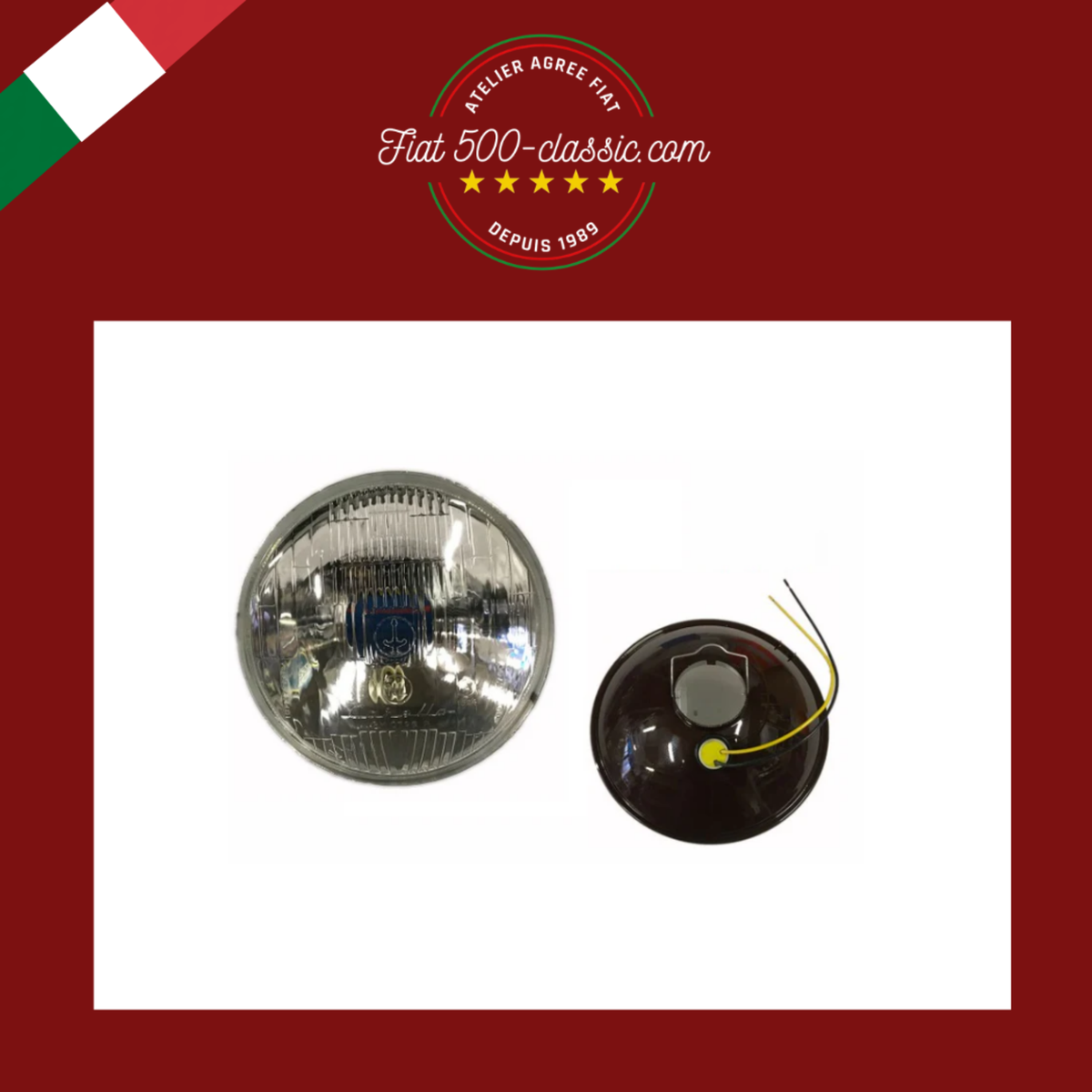 PHARE AVANT CHARIOT COMPLET AVEC LUMIÈRE DE POSITION FIAT 500 N D SANS CADRE