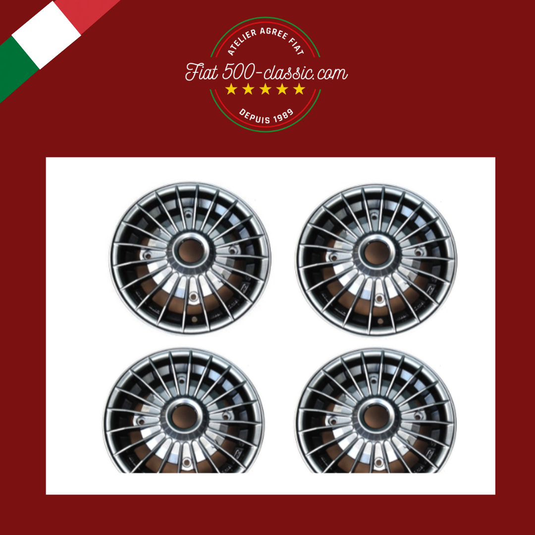 KIT 4 JANTES EN ALLIAGE GRIFO ANTHRACITE MÉTALLISÉ SUPERLOOK 4x190 FIAT 500