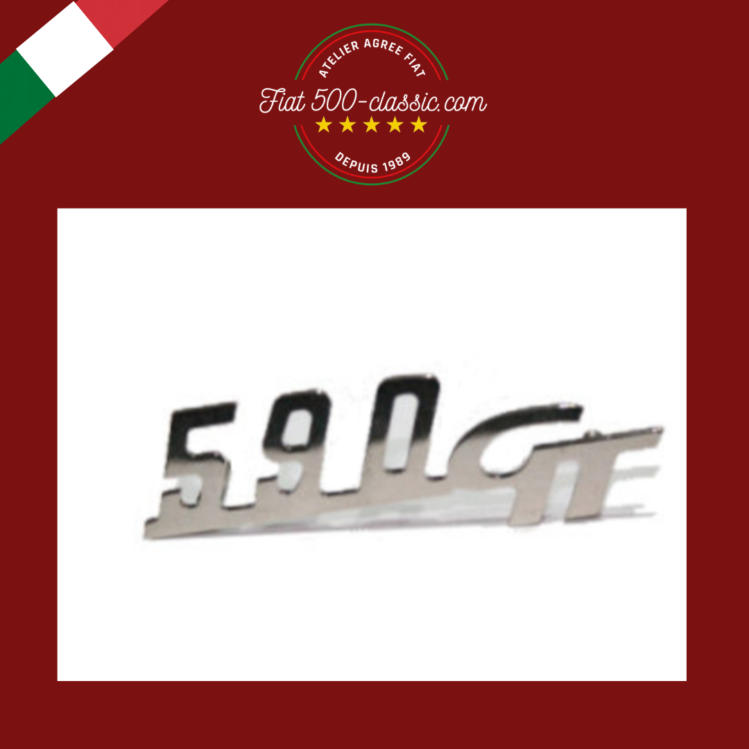 INSCRIPTION CHROMÉE GIANNINI 590 GT POUR CAPOT MOTEUR 11 X 3 CM FIAT 500