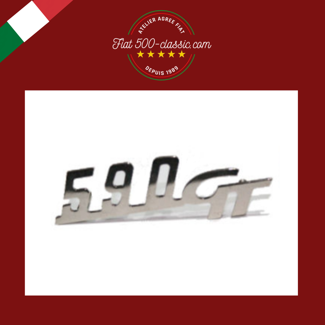 INSCRIPTION CHROMÉE GIANNINI 590 GT POUR TABLEAU DE BORD 6,8 X 2,2 CM FIAT 500