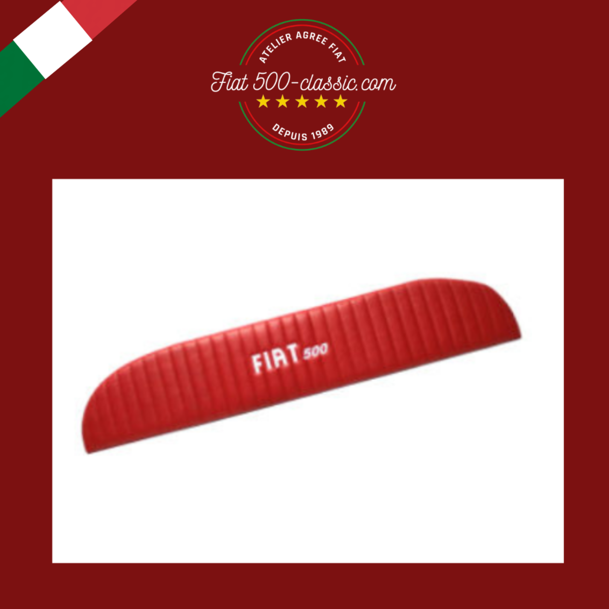 PANNEAU CONSOLE LUNETTE ARRIÈRE ROUGE AVEC INSCRIPTION BLANCHE FIAT 500