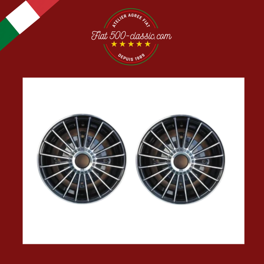 2 JANTES EN ALLIAGE GRIFO NOIRS DIAMANTÉS 4x190 FIAT 500