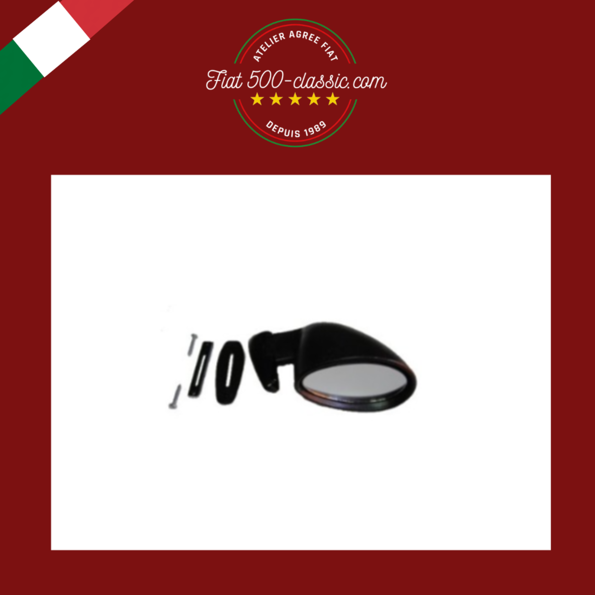 RÉTROVISEUR EXTÉRIEUR EN PLASTIQUE NOIR DROIT AVEC JOINT TYPE CALIFORNIA