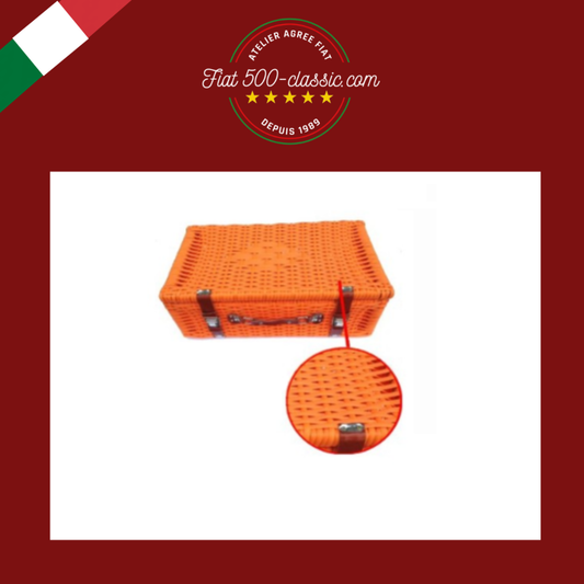 VALISE CORBEILLE EN PLASTIQUE TRESSÉE ORANGE