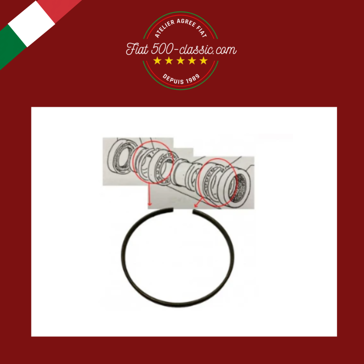 BAGUE ÉLASTIQUE ENTRETOISE ROULEMENTS ROUE ARRIÈRE FIAT 500