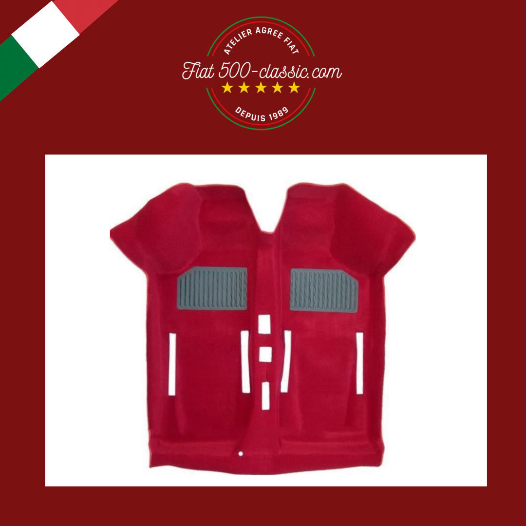 MOQUETTE ROUGE FIAT 500 HAUTE QUALITÉ DOUBLE PLANCHER