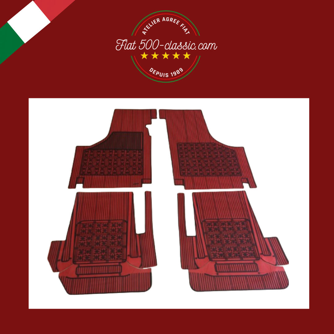 KIT SUR-TAPIS EN CAOUTCHOUC ROUGES FIAT 500