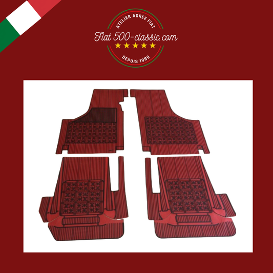 KIT SUR-TAPIS EN CAOUTCHOUC ROUGES FIAT 500
