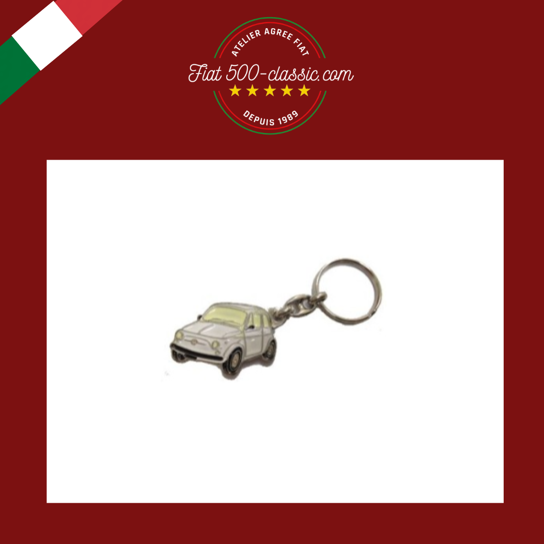 PORTE-CLÉS EN MÉTAL BLANC FIAT 500