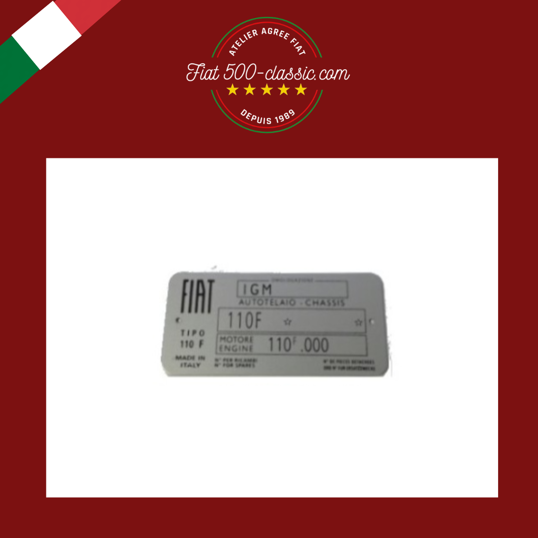 PLAQUETTE D'IDENTIFICATION EN ALUMINIUM FIAT 500 F