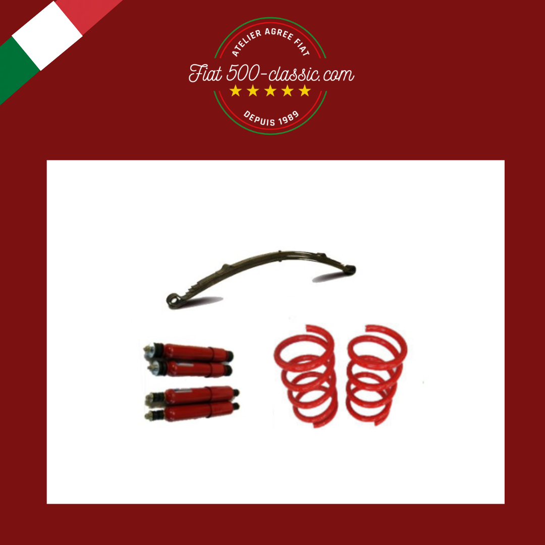 KIT ASSIETTE SPORTIF AVEC RESSORTS ROUGES 19 CM AMORTISSEURS ET RESSORT À LAMES FIAT 500