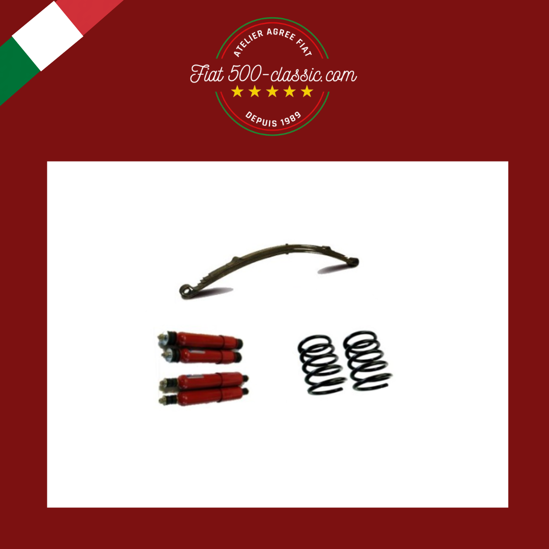 KIT ASSIETTE SPORTIF AVEC RESSORTS NOIRES DE 19 CM AMORTISSEURS ET RESSORT À LAMES FIAT 500