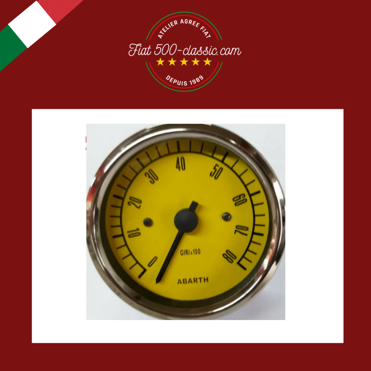 INSTRUMENT COMPTE-TOURS JAUNE ABARTH Ø 80 MM FIAT 500
