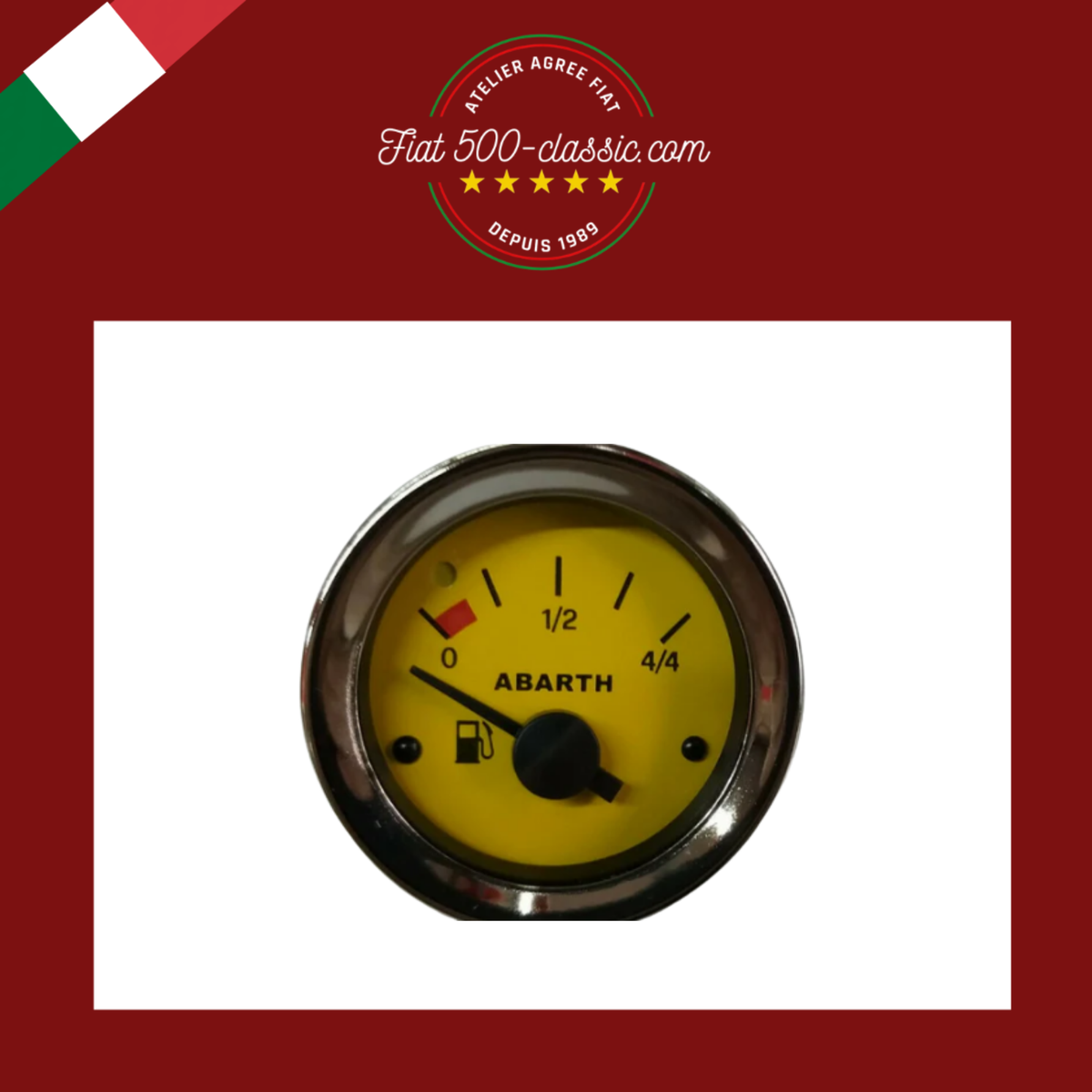 INSTRUMENT NIVEAU D'ESSENCE JAUNE ABARTH Ø 52 MM FIAT 500