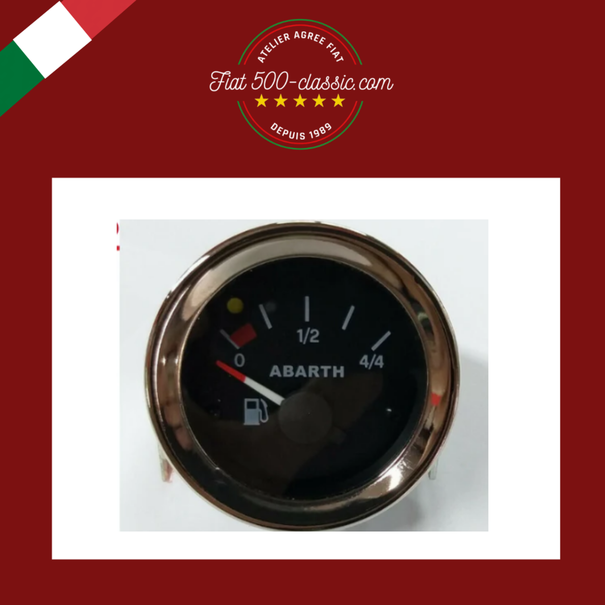 INSTRUMENT NIVEAU D'ESSENCE NOIR ABARTH Ø 52 MM FIAT 500