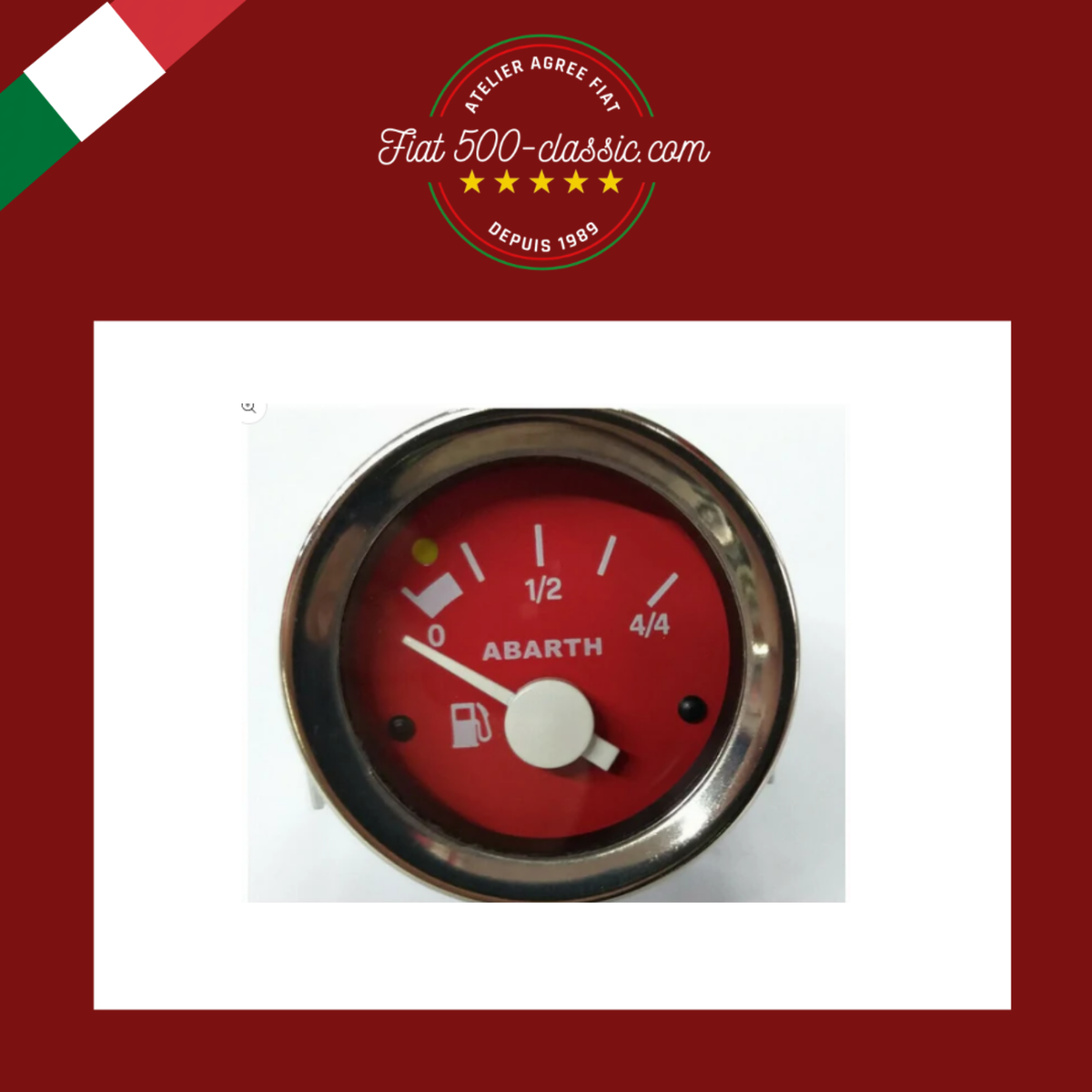 INSTRUMENT NIVEAU D'ESSENCE ROUGE ABARTH Ø 52 MM FIAT 500