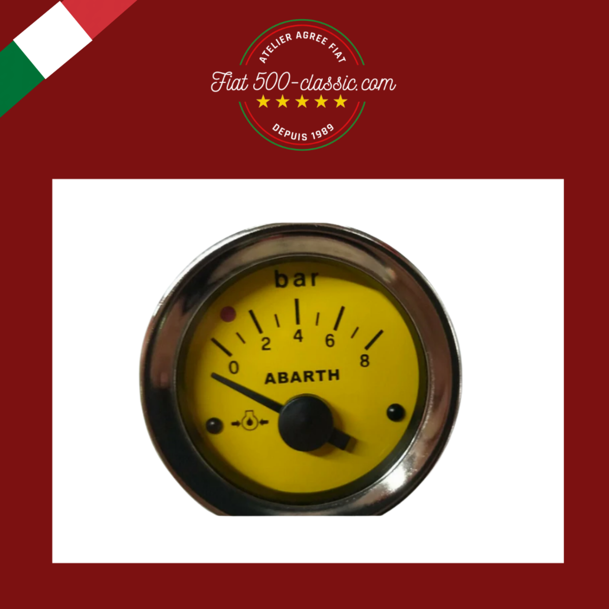 INSTRUMENT PRESSION D'HUILE JAUNE ABARTH Ø 52 MM FIAT 500