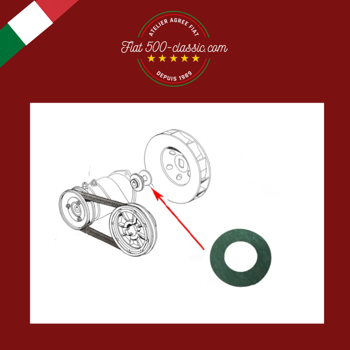 JOINT ENTRETOISE COMMANDE DYNAMO / ALTERNATEUR FIAT 500 126
