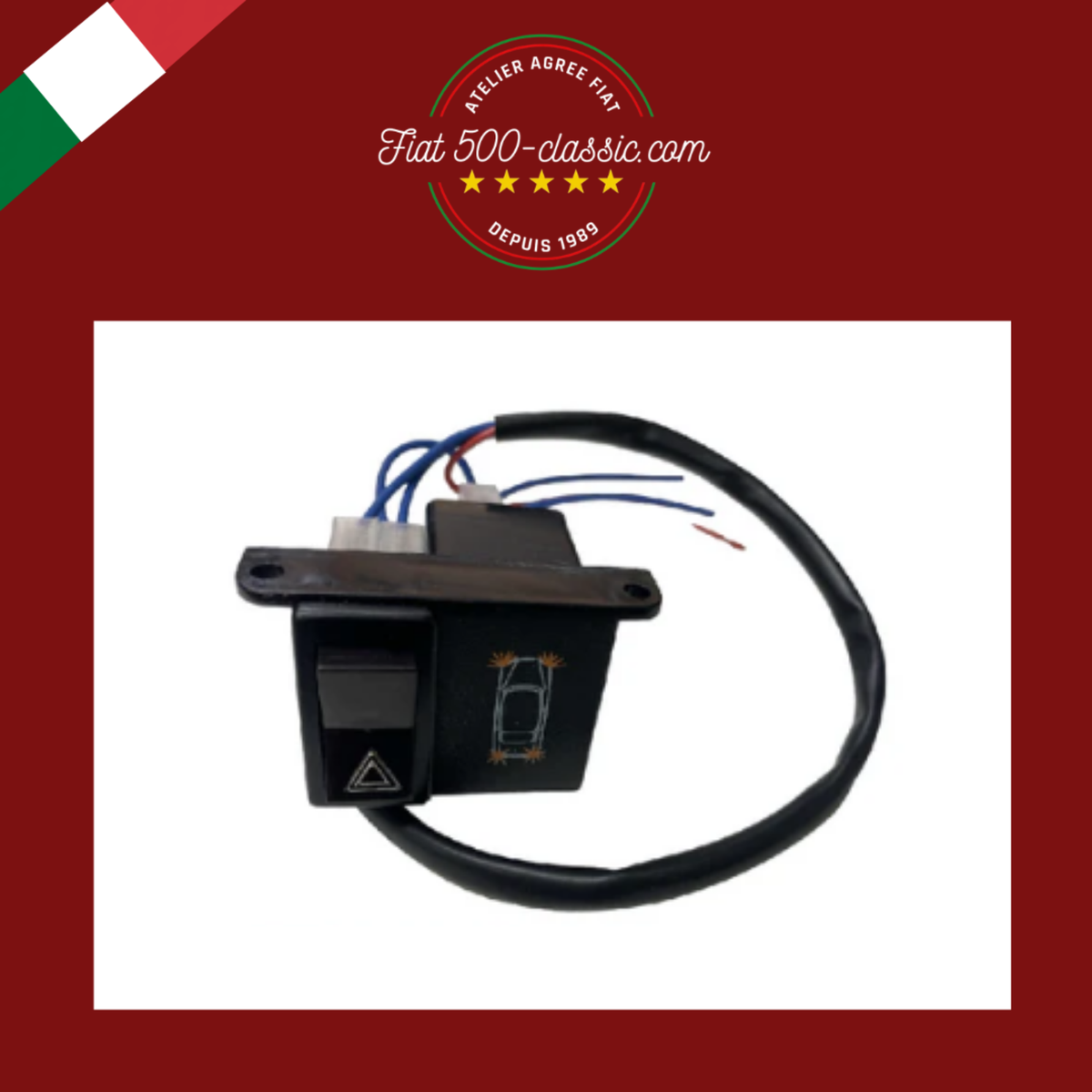 KIT BOUTON-POUSSOIR LUMIÈRES CLIGNOTANTS D'URGENCE FIAT 500-126