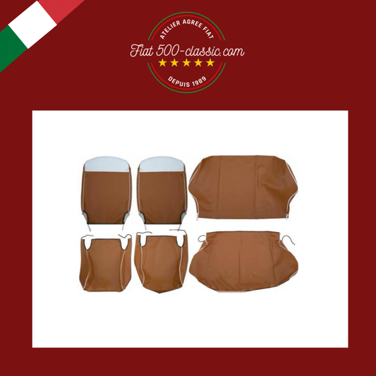 KIT HOUSSES OCRE AVEC LUNETTE IVOIRE EN VIPLA HAUTE QUALITÉ FIAT 500 F