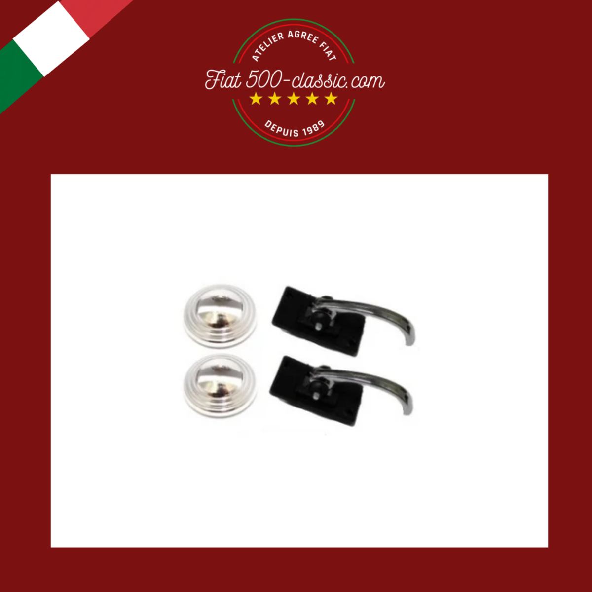 KIT POIGNÉES CHROMÉES OUVRE-PORTE AVEC ROSACES FIAT 500 L