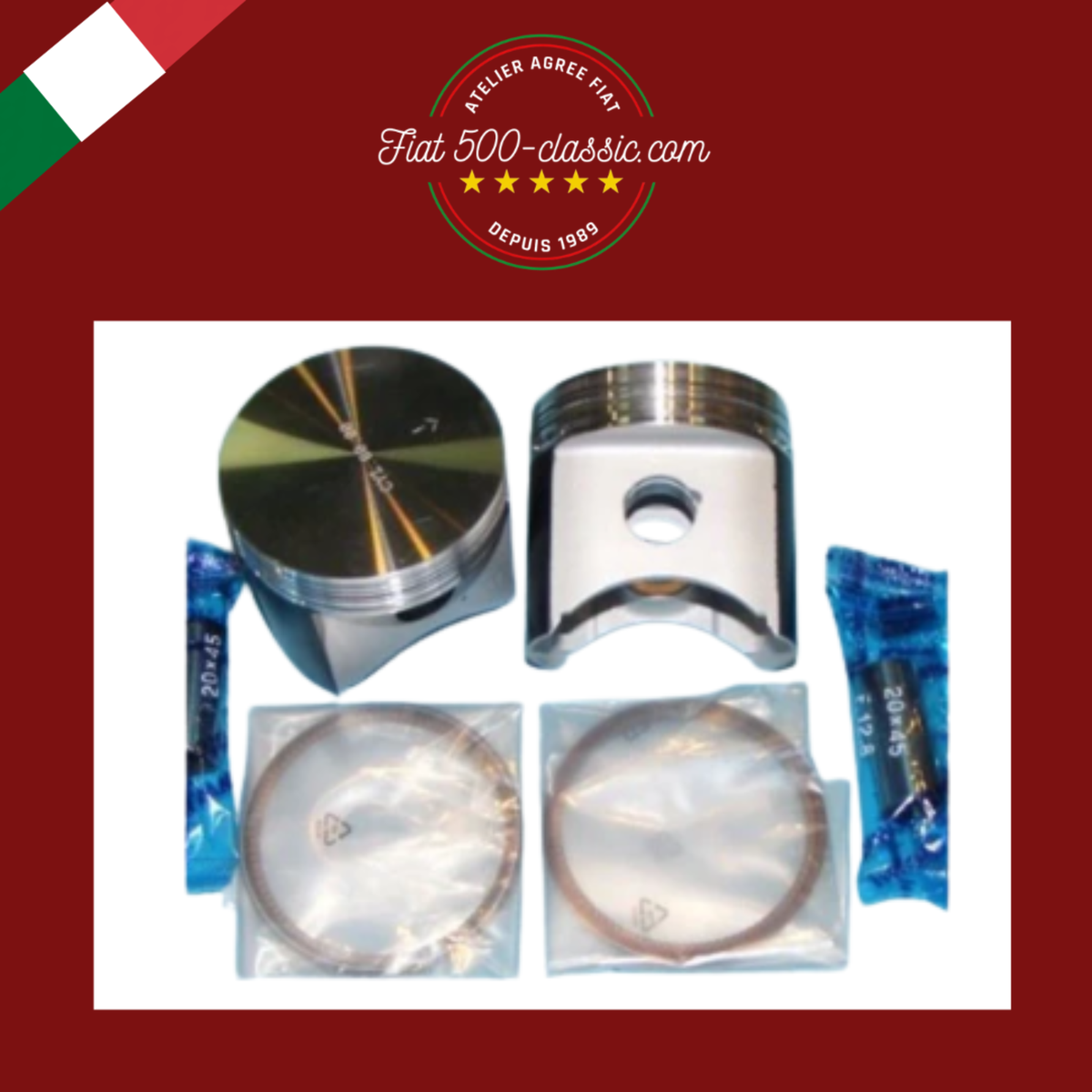 PAIRE PISTONS 73,5 MM 600 CC AVEC BANDES FIAT 500 R - 126
