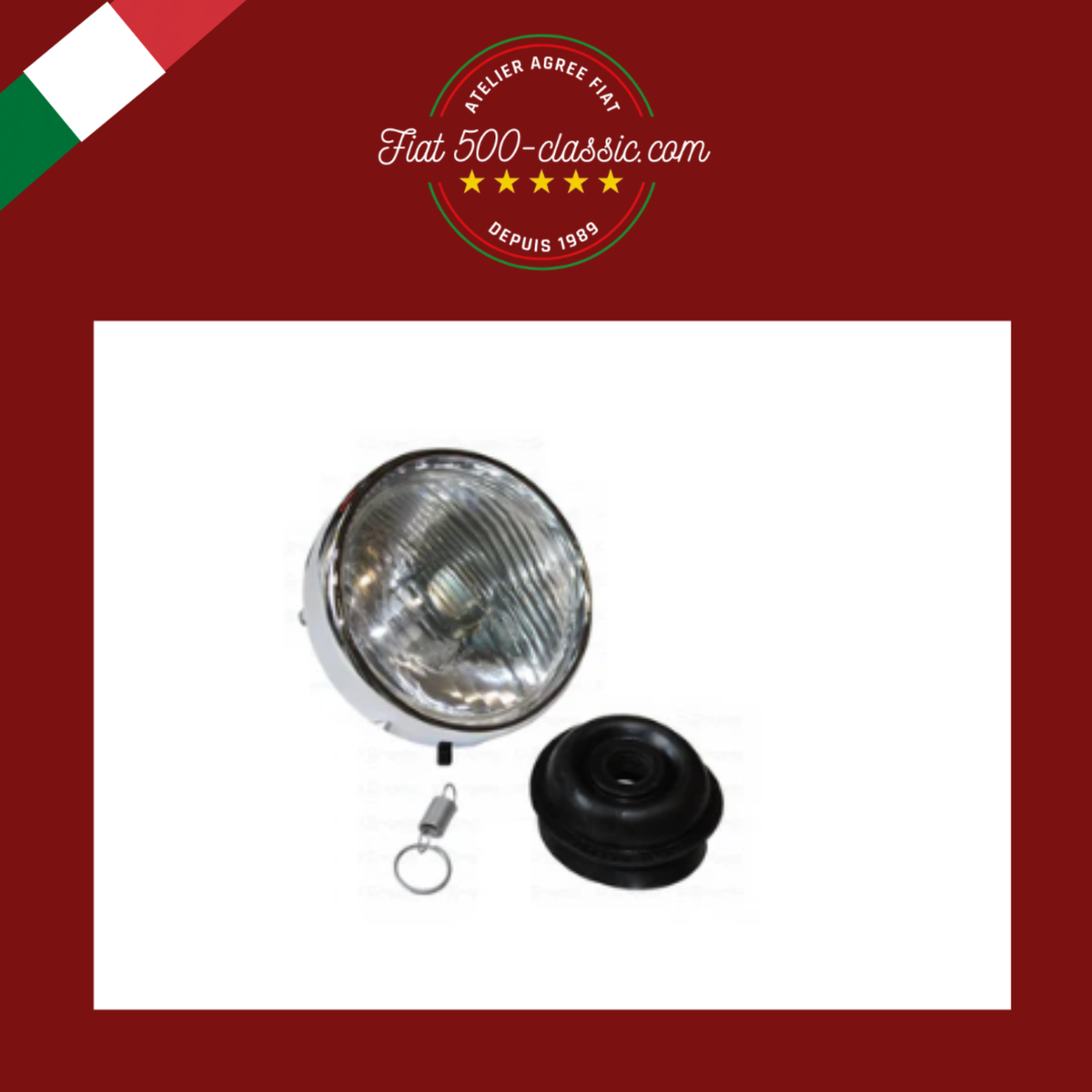 PHARE AVANT COMPLET AVEC LUMIÈRE DE POSITION TYPE CHARIOT FIAT 500 F L R