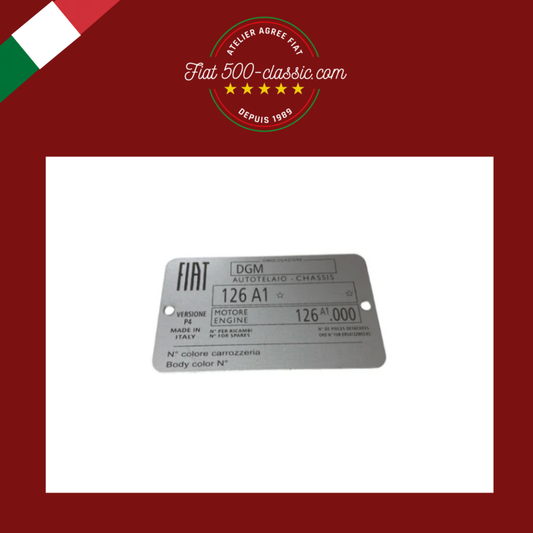 PLAQUETTE D'IDENTIFICATION EN ALUMINIUM FIAT 126 PERSONAL 4  FSM