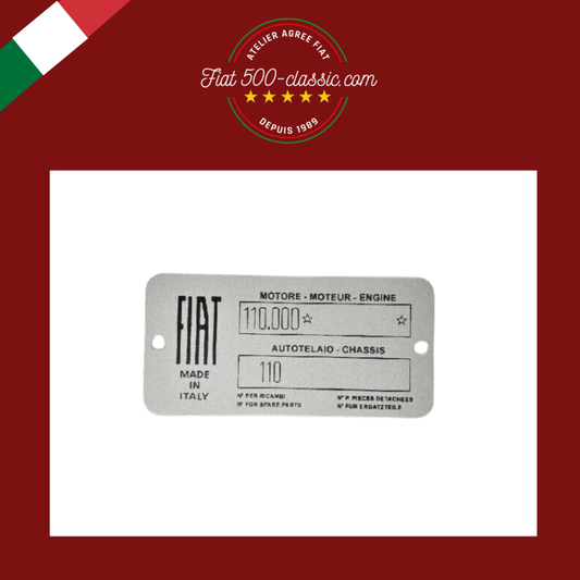 PLAQUETTE D'IDENTIFICATION EN ALUMINIUM FIAT 500 N