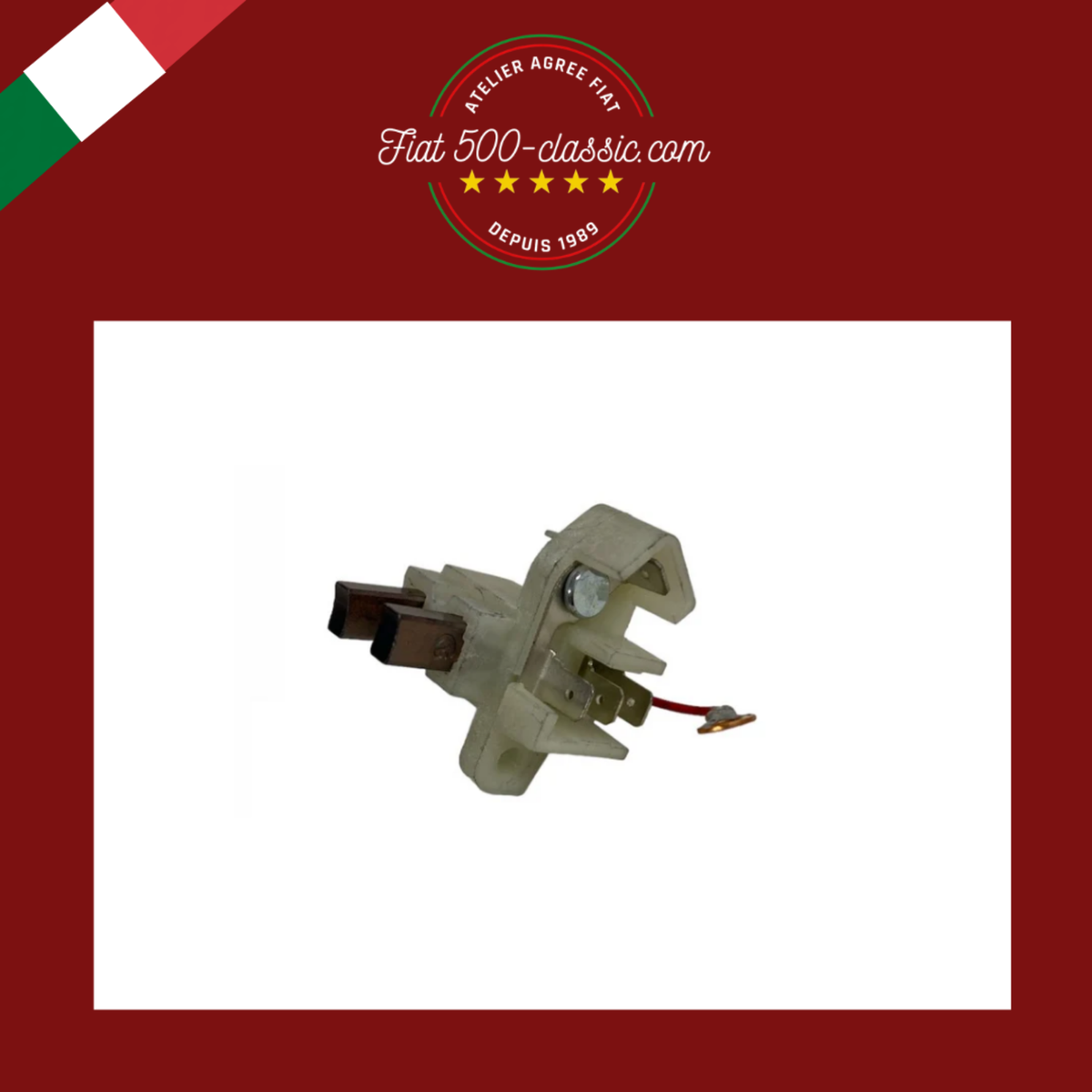 PORTE-BALAIS POUR ALTERNATEUR MAGNETI MARELLI AVEC RÉGULATEUR INTÉRIEUR AVEC PETIT CÂBLE RIVETÉ FIAT 500/126