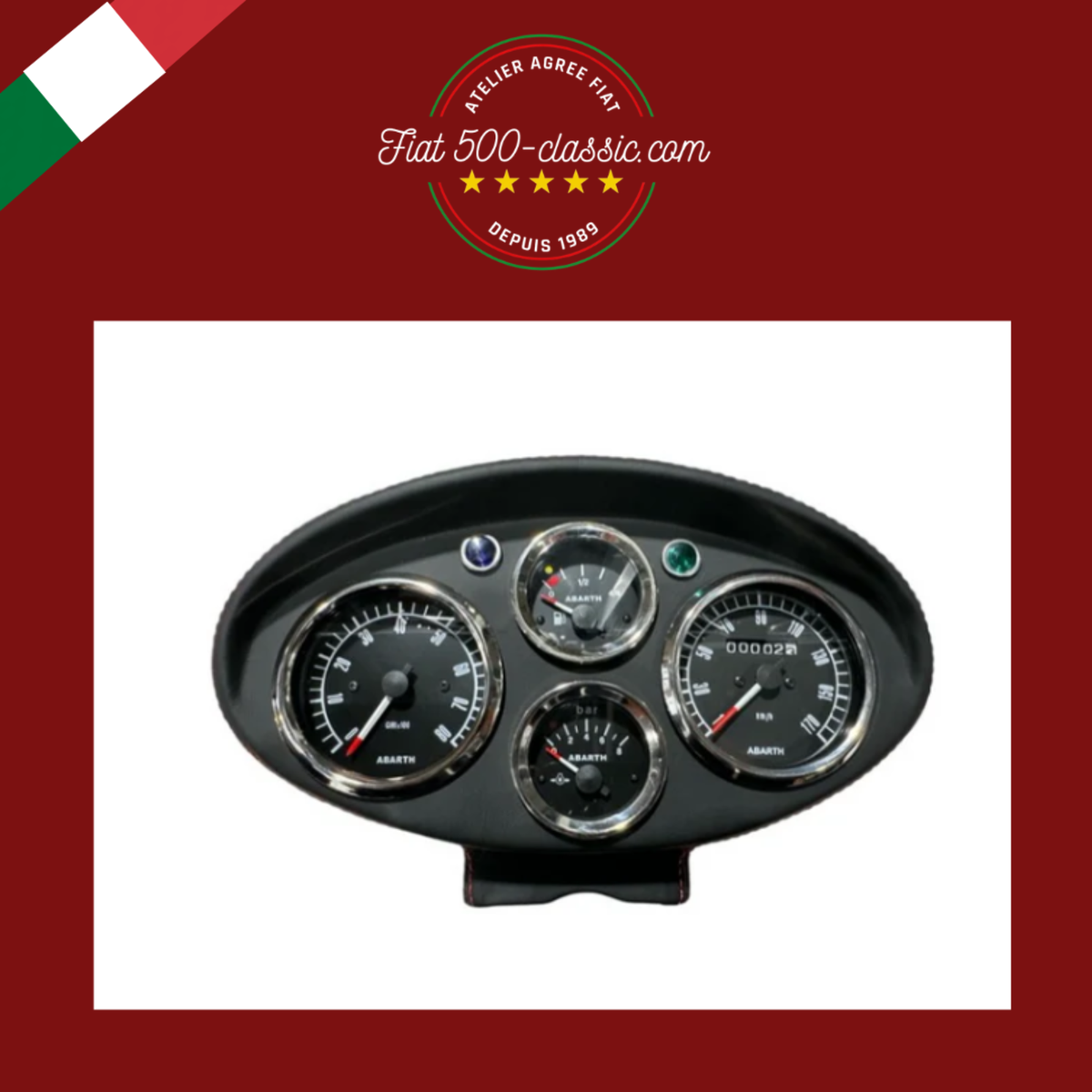 TABLEAU DE BORD SPORTIF NOIR AVEC INSTRUMENTS NOIRS ABARTH FIAT 500 (COPIE)