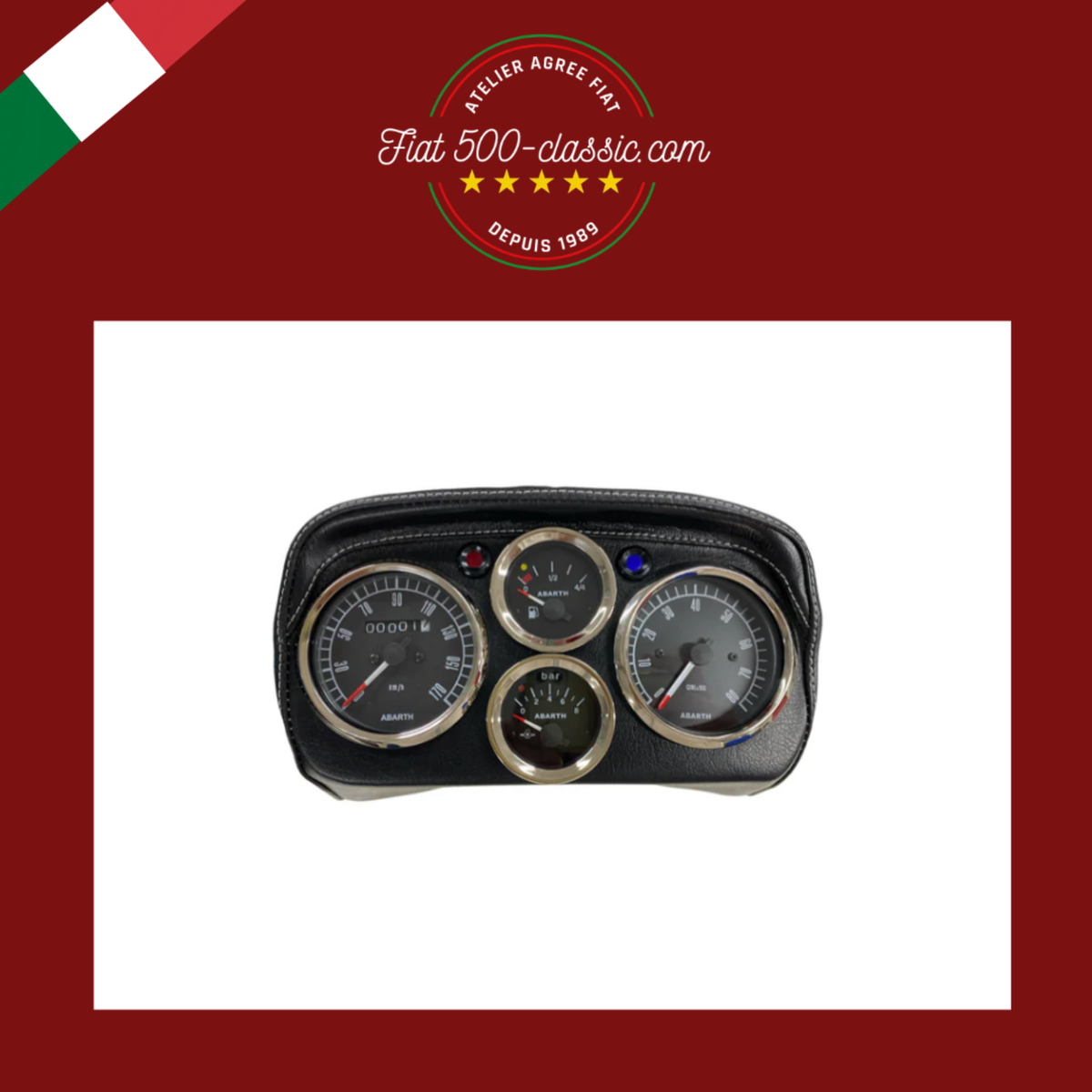 TABLEAU DE BORD SPORTIF NOIR AVEC INSTRUMENTS NOIRS ABARTH FIAT 500