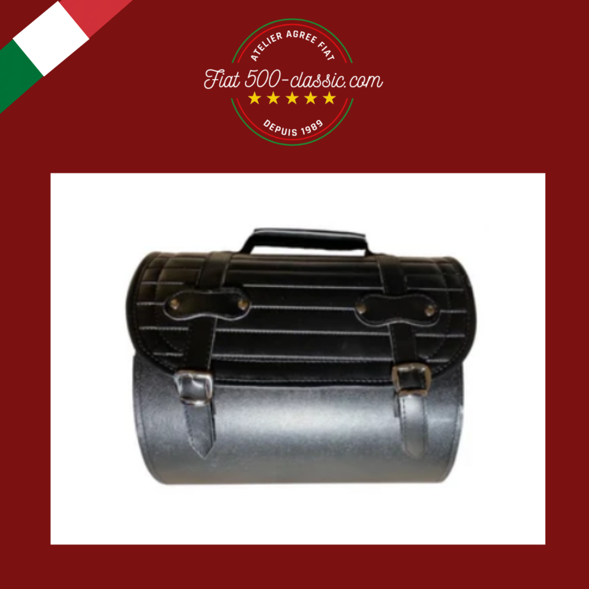 VALISE SAC NOIRE RAYÉE POUR GALERIE DE TOIT ARRIÈRE FIAT 500