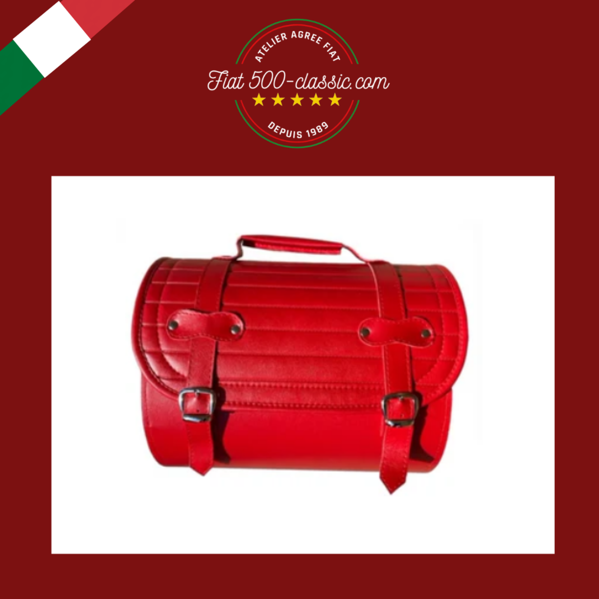 VALISE SAC ROUGE RAYÉE POUR GALERIE DE TOIT ARRIÈRE FIAT 500