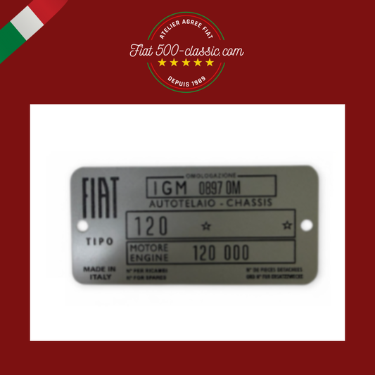 PLAQUETTE D'IDENTIFICATION EN ALUMINIUM Fiat 500 GIARDINIERA