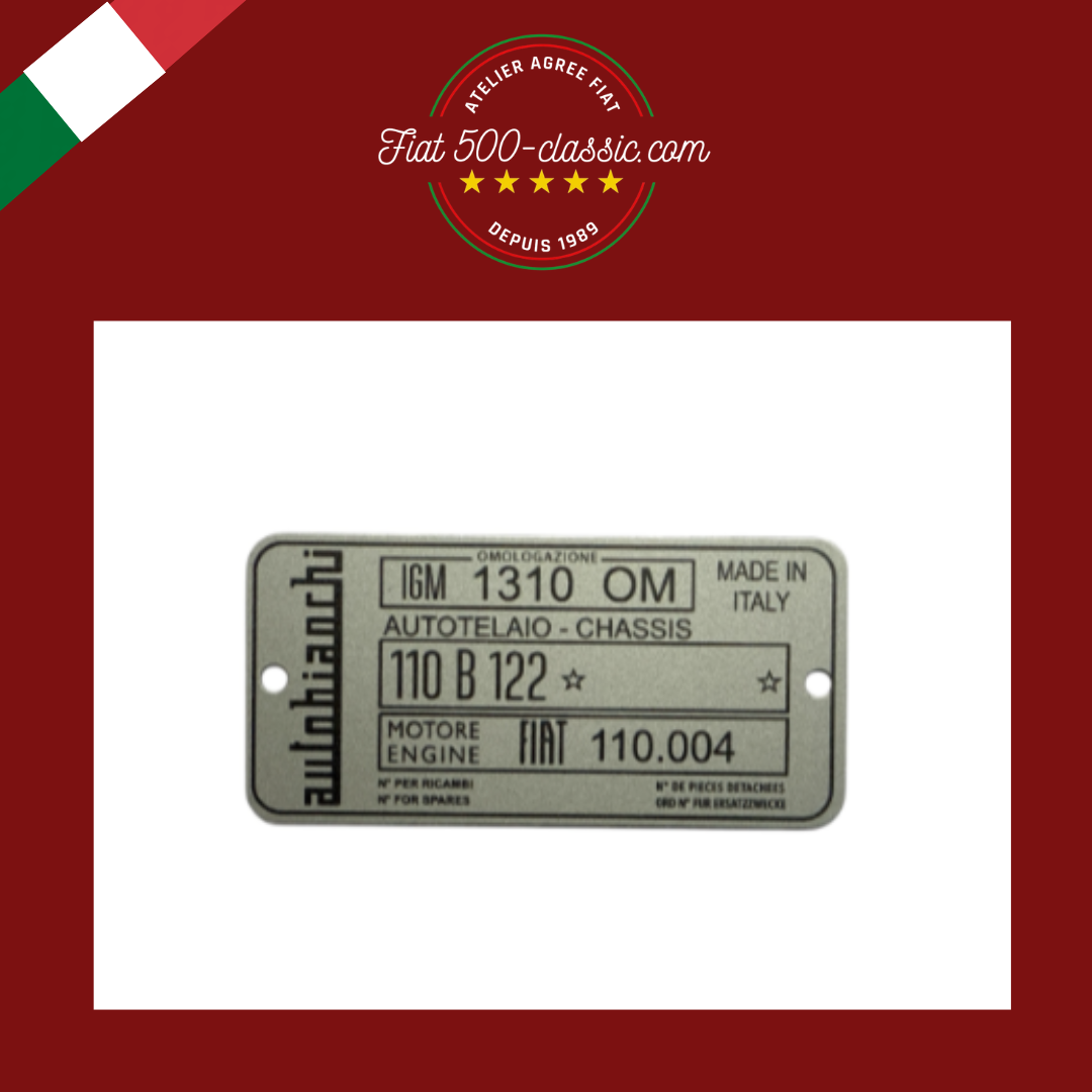 PLAQUETTE D'IDENTIFICATION EN ALUMINIUM BIANCHINA CABRIOLET