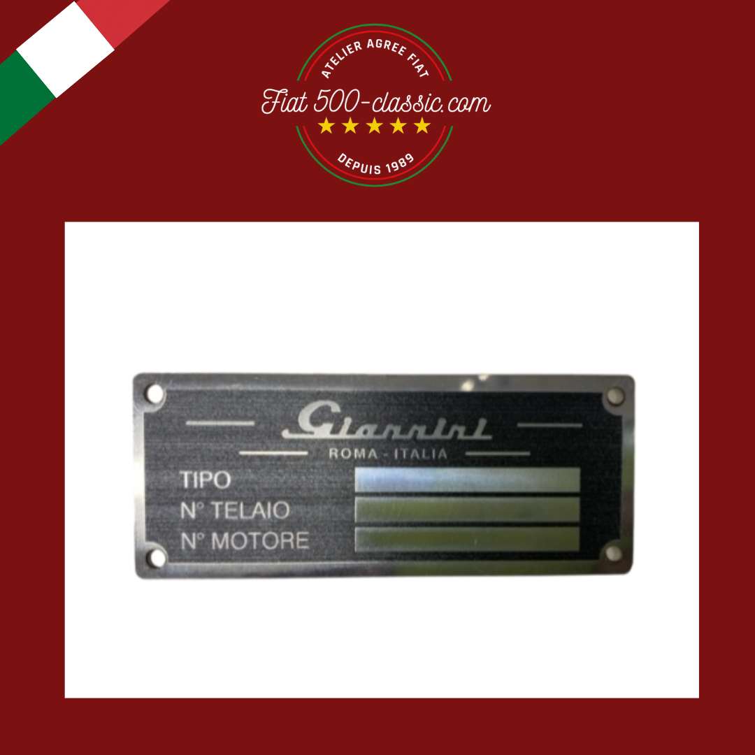PLAQUETTE D'IDENTIFICATION EN ALUMINIUM FIAT 500 GIANNINI