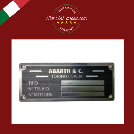 PLAQUETTE D'IDENTIFICATION EN ALUMINIUM FIAT 500 ABARTH