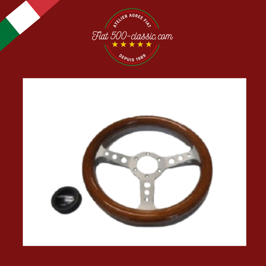 VOLANT SPORTIF AVEC KLAXON EN ACAJOU DIAMÈTRE 320 mm FIAT 500