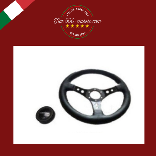 VOLANT SPORTIF AVEC KLAXON TOUT NOIR DIAMÈTRE 330 mm FIAT 500
