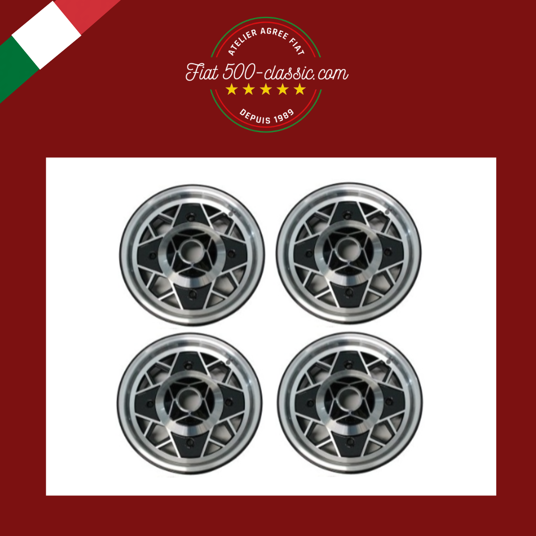 KIT 4 JANTES MILLE MIGLIA NOIRS DIAMANTÉS 4x98 FIAT 500