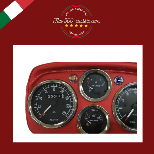 TABLEAU DE BORD SPORTIF ROUGE AVEC INSTRUMENTS NOIRS ABARTH FIAT 500