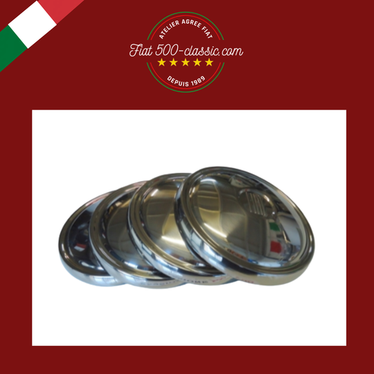 4 ENJOLIVEURS ROUE AVEC LOGO FIAT EN ACIER INOX FIAT 500 GIARDINIERA