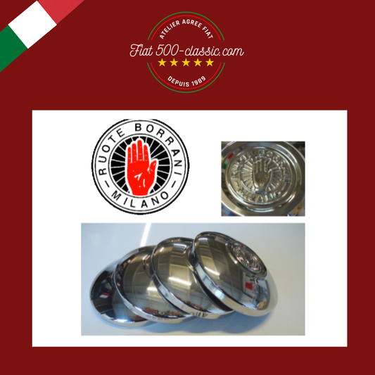 4 ENJOLIVEURS ROUE BORRANI EN ACIER INOX FIAT 500