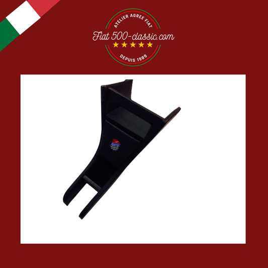 PETIT MEUBLE SUPPORT AUTORADIO EN CUIR NOIR ÉCUSSON GIANNINI FIAT 500