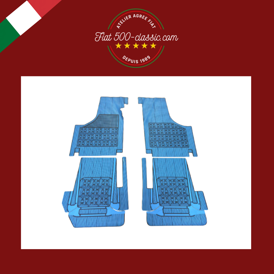 KIT SUR-TAPIS EN CAOUTCHOUC BLEU FIAT 500